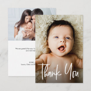 Cartão De Agradecimento Chuva De Bebê Pequena Nota Personalizada 2 Fotos M