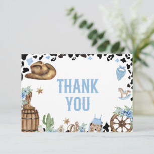 Cartão De Agradecimento Chuva de Bebê Pequeno Cowboy Western Blue