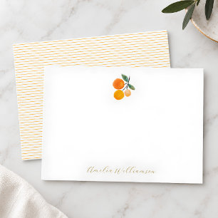 Cartão De Agradecimento Chuva de Bebê Personalizada Aquarela Laranja Cítri