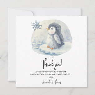 Cartão De Agradecimento Chuva de bebê pinguim fofo do Ártico obrigado