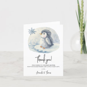 Cartão De Agradecimento Chuva de bebê pinguim fofo do Ártico obrigado