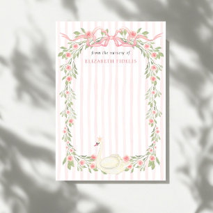 Cartão De Agradecimento Chuva de Bebê Rosas Florais Arco Rosa Cisne
