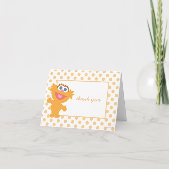 Cartão De Agradecimento Chuva de Bebê Zoe Obrigado (Frente)