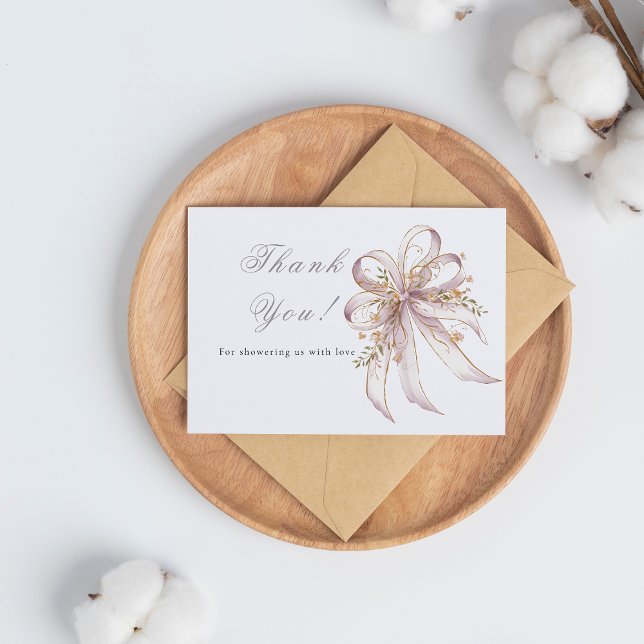 Cartão De Agradecimento Chuva de bebês laço roxo (Criador carregado)