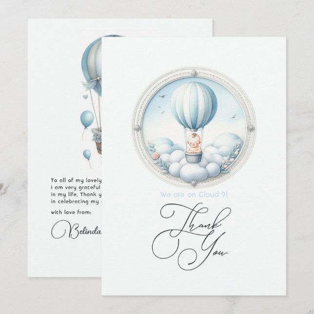 Cartão De Agradecimento Chuva de Bençãos Baby Shower (Frente/Verso)