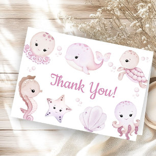Cartão De Agradecimento Chuva de Bênçãos Baby Shower Menina Rosa Agradecim