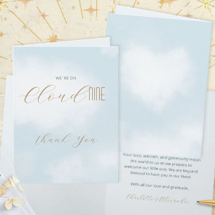 Cartão De Agradecimento Chuva de Bênçãos Celeste Azul Baby Shower