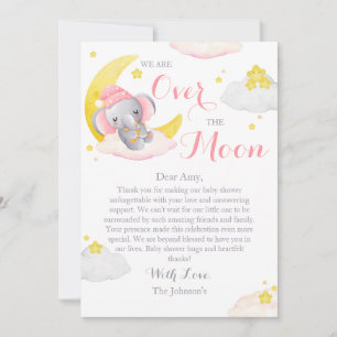 Cartão De Agradecimento Chuva de Bênçãos Elefante Menina Baby Shower