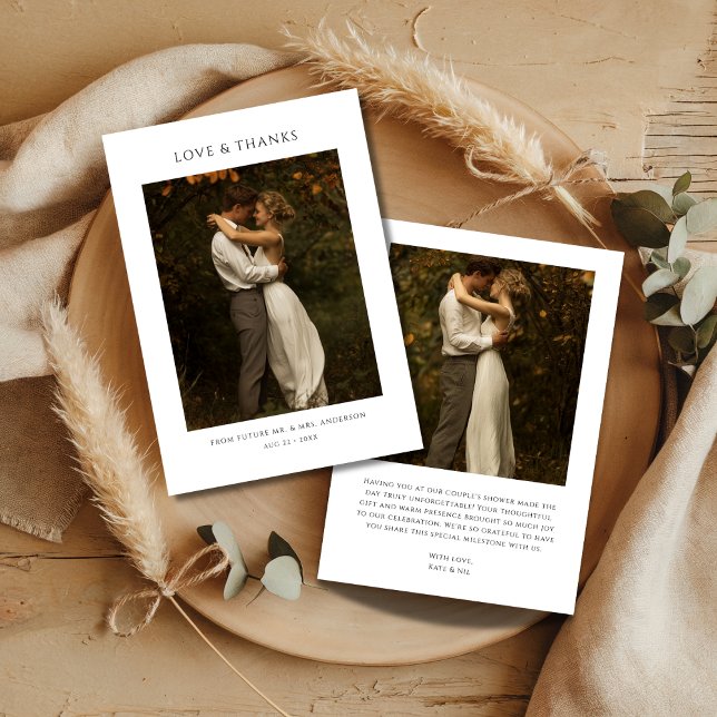 Cartão De Agradecimento Chuva de Casamento Rústica Boho Moderna Foto Noiva (Criador carregado)