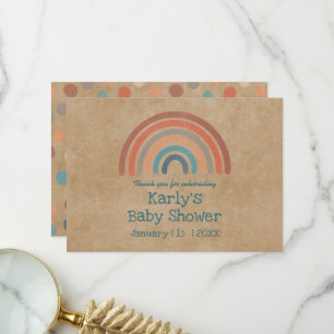 Cartão De Agradecimento Chuva de Cores Boho Baby Shower 