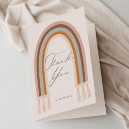 Cartão De Agradecimento Chuva de Cores Boho Terra Baby Shower