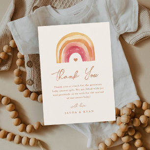 Cartão De Agradecimento Chuva de Cores Boho Terracota Baby Shower