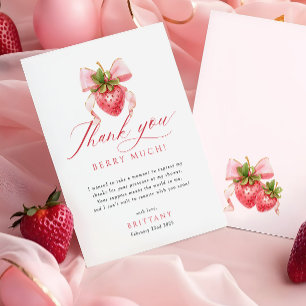 Cartão De Agradecimento Chuva de Doçura Coquette Berry Baby Shower