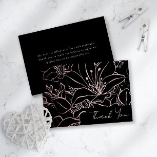 Cartão De Agradecimento Chuva de Flores Arte Linha Folha Dourado Rosa Noiv