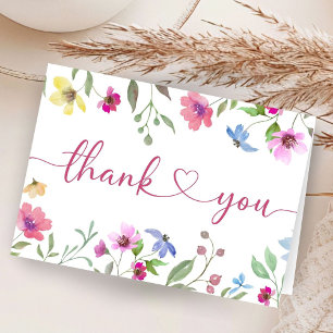 Cartão De Agradecimento Chuva de Flores Baby Shower Floral Dobrada Obrigad
