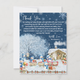 Cartão De Agradecimento Chuva de Homens de Neve Baby Shower de Natal