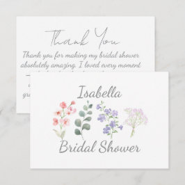 Cartão De Agradecimento Chuva de Noiva Aquarela Flor Silvestre Boho