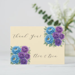 Cartão De Agradecimento Chuva de Noiva Blue Peony & Fig Purple Rose