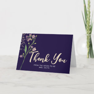 Cartão De Agradecimento Chuva de Noiva com Aquarela de Flores Silvestres e