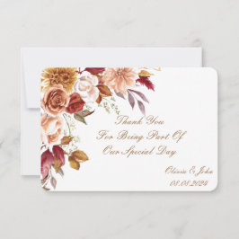 CARTÃO DE AGRADECIMENTO CHUVA DE NOIVA DE CORES ROMÂNTICAS DE OUTONO