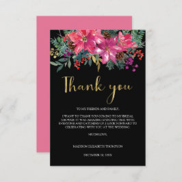 Cartão De Agradecimento Chuva de Noiva de Natal Magenta Rosa Poinsettia