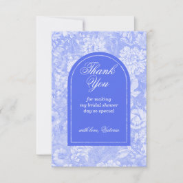 Cartão De Agradecimento Chuva de Noiva Floral Azul Real Vitoriana