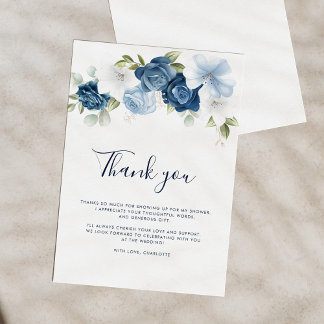 Cartão De Agradecimento Chuva de Noiva Floral Botânica Aquarela