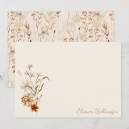 Cartão De Agradecimento Chuva de Noiva Floral Flores de Prado Rústico Boho