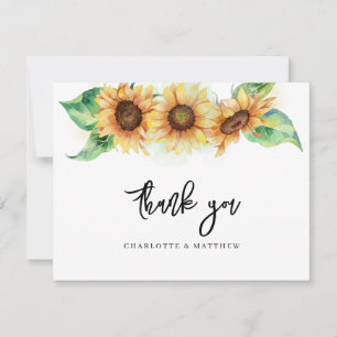 Cartão De Agradecimento Chuva de Noiva Floral Girassol Elegante