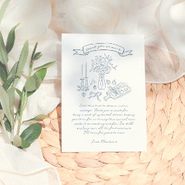 Cartão De Agradecimento Chuva de Noiva Ilustrada Caprichosa Desenhada à Mã