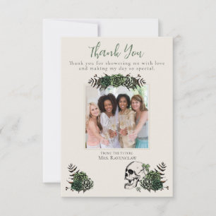 Cartão De Agradecimento Chuva de Noiva Irlandesa Crânios Verdes e Flores G