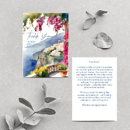 Cartão De Agradecimento Chuva de noiva italiana mediterrânea da costa de A