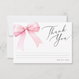 Cartão De Agradecimento Chuva de Noiva Laço Coquette Rosa