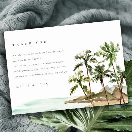 Cartão De Agradecimento Chuva de Noiva na Praia com Palmeiras Tropicais Rú