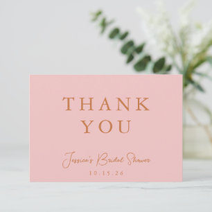 Cartão De Agradecimento Chuva de Noiva Rosa Caligrafia Minimalista Flat