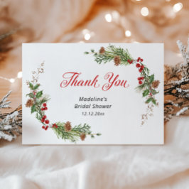 Cartão De Agradecimento Chuva de Noiva Verde Invernal