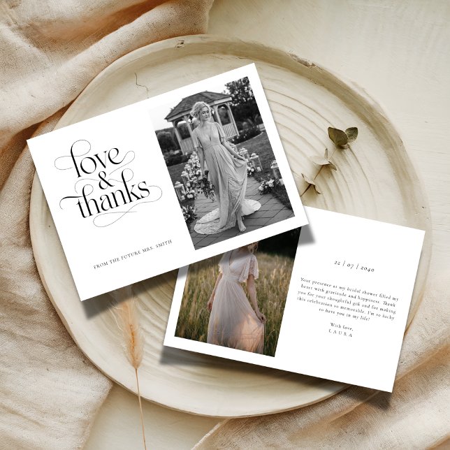 Cartão De Agradecimento Chuva de Noivas Amor & Agradecimentos Calligraphy  (Criador carregado)