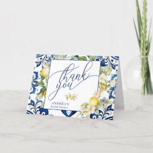 Cartão De Agradecimento Chuva de Noivas de Limão Cítrico Mediterrâneo Obri