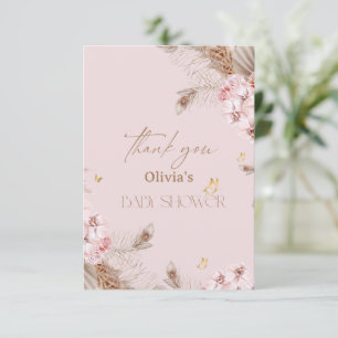 Cartão De Agradecimento Chuva de Pampas Boho Baby Shower