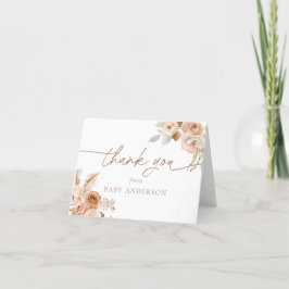 Cartão De Agradecimento Chuva de Pampas Boho Obrigado Baby Shower