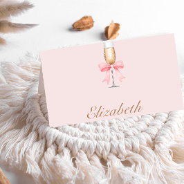 Cartão De Agradecimento Chuva de Pérolas Rosa & Prosecco no Chá de Noiva
