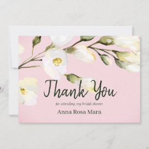 Cartão De Agradecimento *~* Chuva de Pétalas de Rosa em Aquarela para Chá