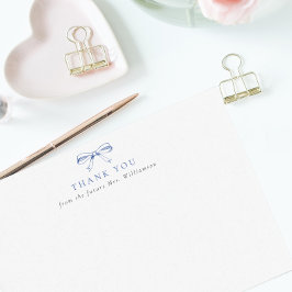 Cartão De Agradecimento Chuva de Presentes da Futura Sra. com Laço Azul Vi