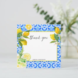 Cartão De Agradecimento Chuva de presentes de casamento com azulejos azuis