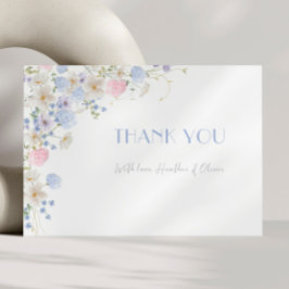 Cartão De Agradecimento Chuva de Rosas Rouxas Selvagens Chá de Noiva