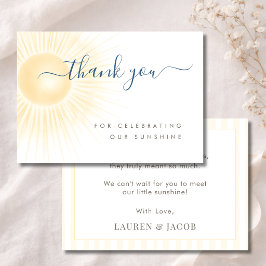 Cartão De Agradecimento Chuva de Sol Minimalista Elegante Neutra para Bebê
