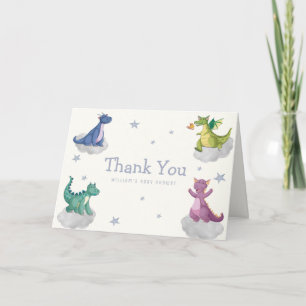Cartão De Agradecimento Chuva Mágica no Céu Pequeno Dragão Baby Shower