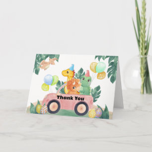 Cartão De Agradecimento Chuva Tropical de Dinossauros Bebê Shower