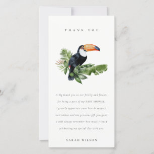 Cartão De Agradecimento Chuva Tropical Floresta Toucan Folhagem Baby Showe