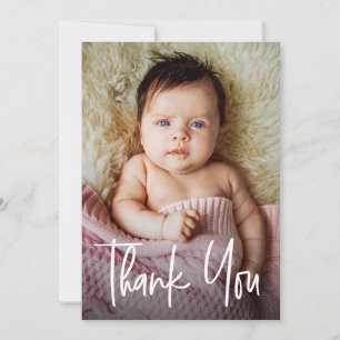 Cartão De Agradecimento Chuveiro de Bebê Menina Foto Personalizada Letreir
